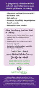 Diabetes & Pregnancy Rack Card - MotherToBaby